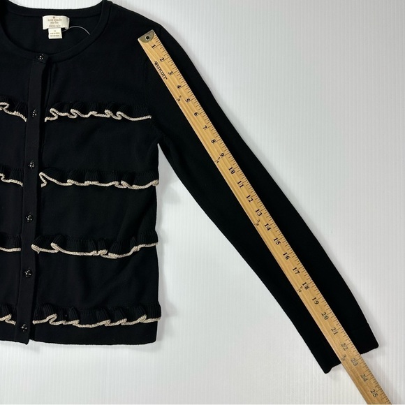 Kate Spade Girls Sz 14 Metallic Ruffle Front Cardigan NWOT - Picture 4 of 6
